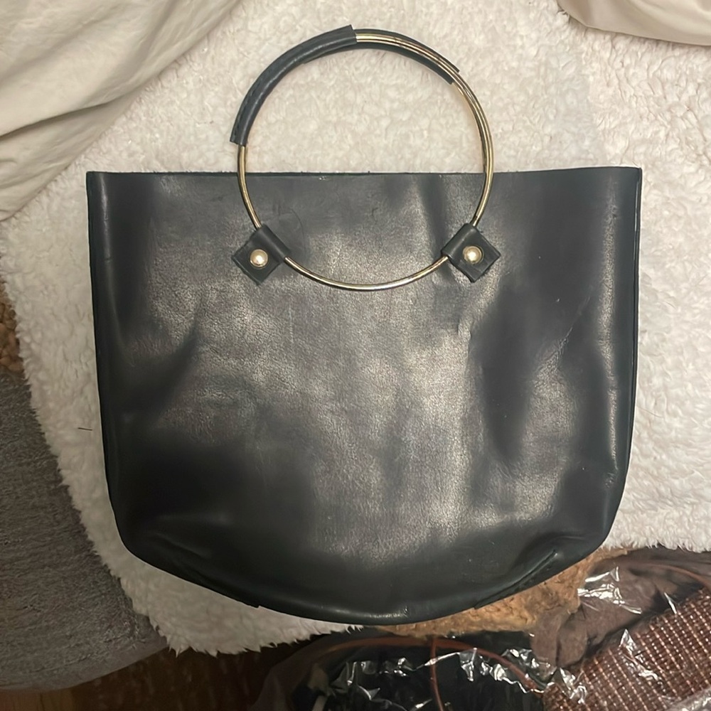 Black leather clutch